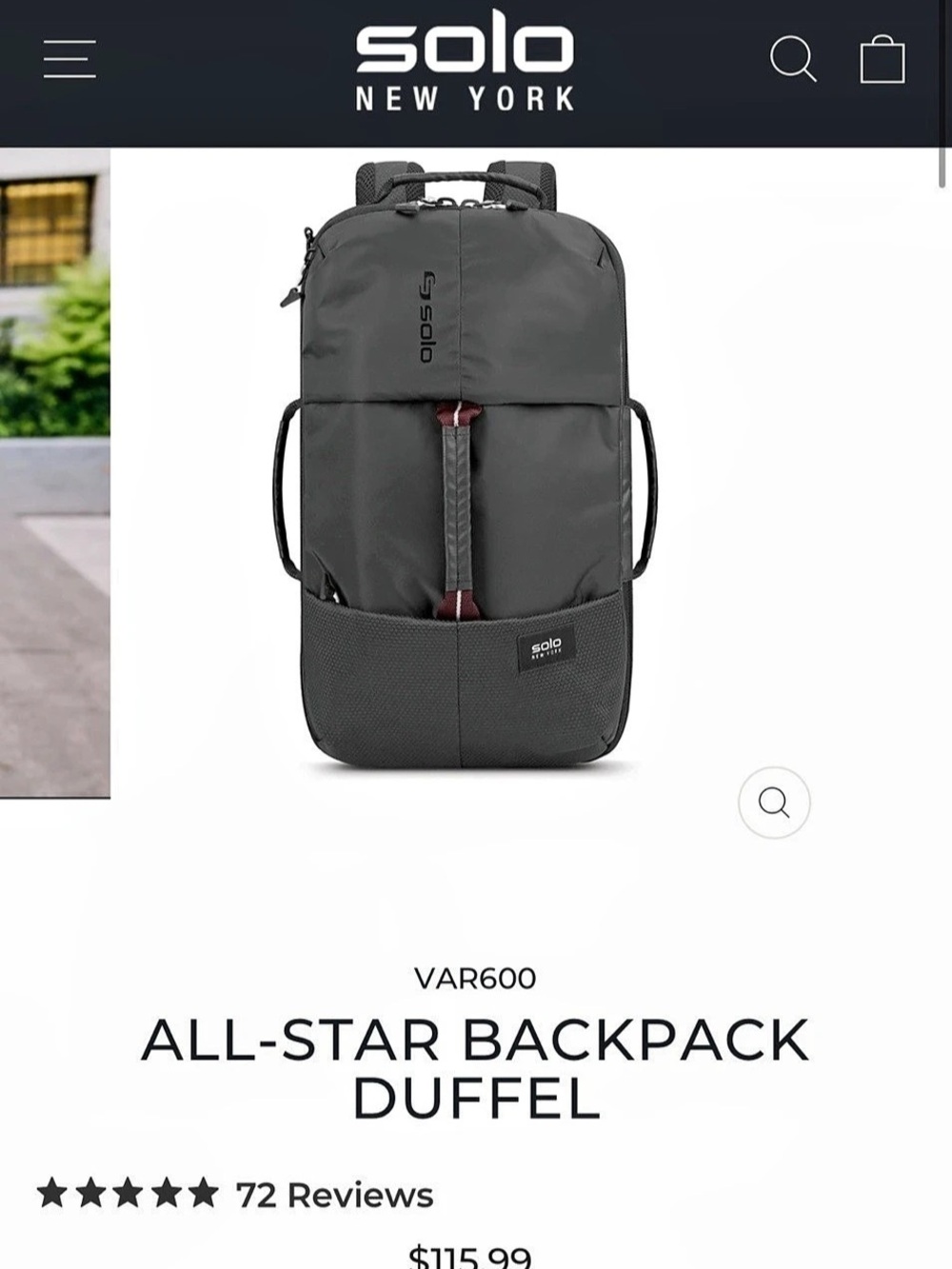 Solo New York All-Star Backpack Duffel VAR600 Black & maroon